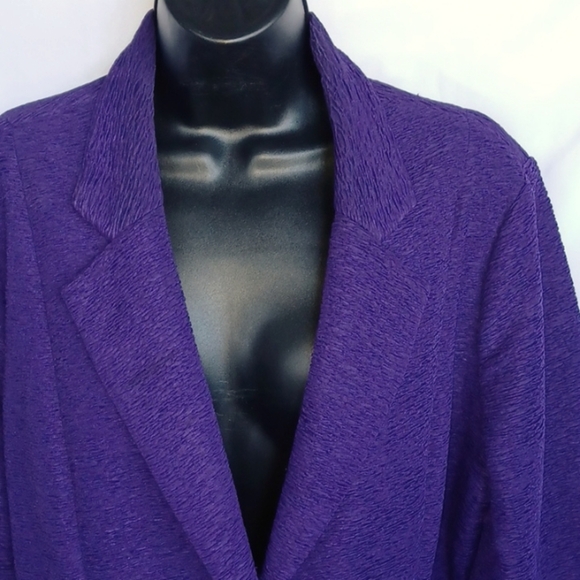 #273 Chico's Purple Textured Dress Jacket Blazer Size 2 (12) - Picture 2 of 7